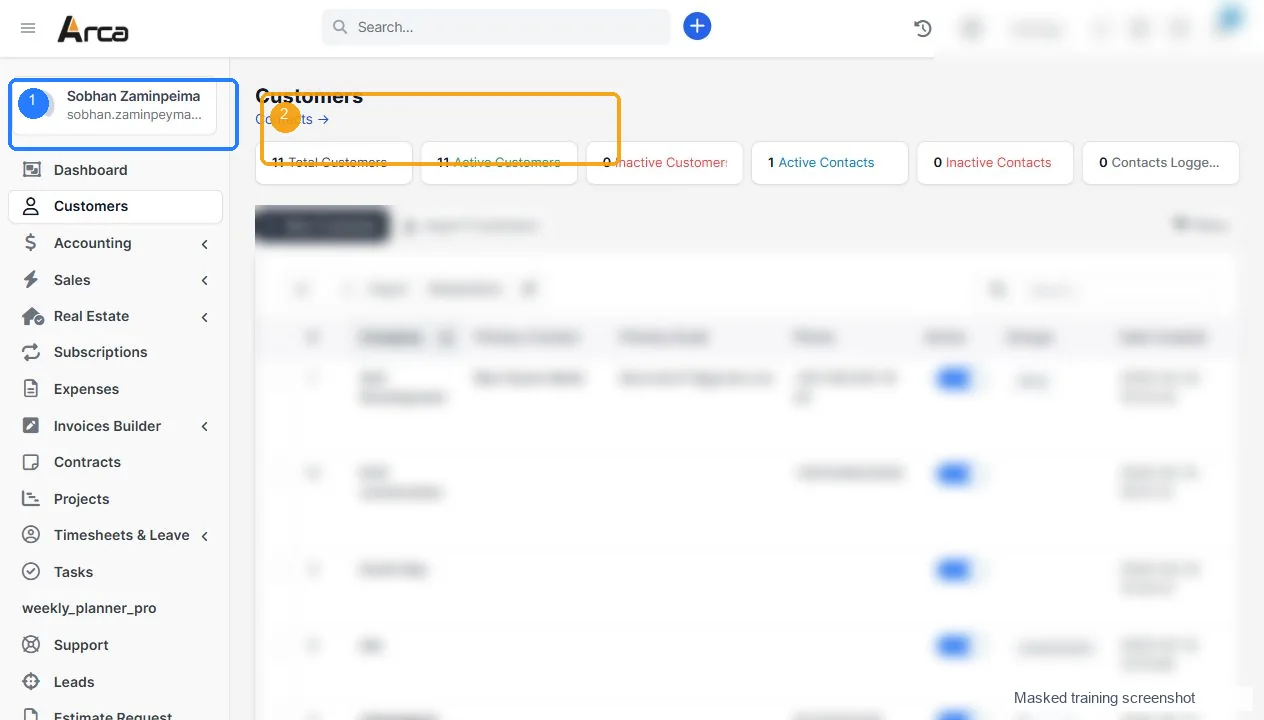 اسکرین‌شات ثبت و مدیریت مشتریان